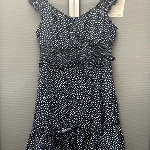 Navy and White Patterned Dress